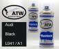 Preview: Audi, Black, L041 / A1: 400ml Sprühdose + 400ml Klarlack - Set, von ATW Autoteile West.